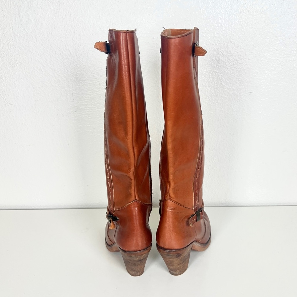 Vintage Heeled Leather Cognac Boots - Picture 5 of 7